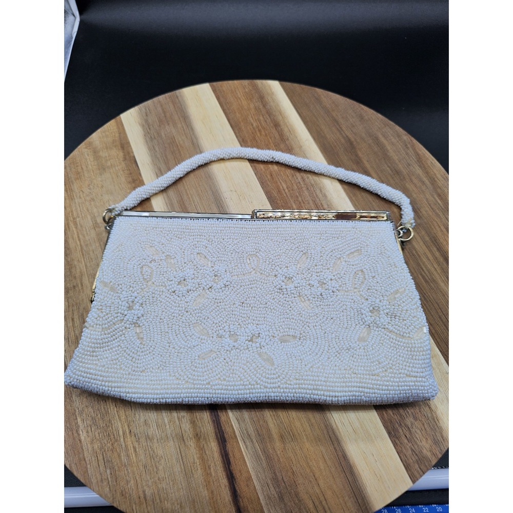 Vintage Hand Made In Japan Beaded Clutch‎ Purse Evening Bag With Handle~READ